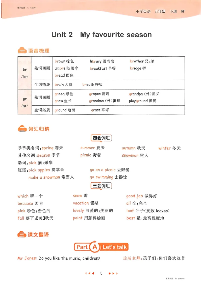 五年级英语下册人教PEP版25春《53天天练》知识清单_26春53小学系列合集_4-6年级英语下册人教PEP版《53天天练》_五年级英语下册人教PEP版25春《53天天练》