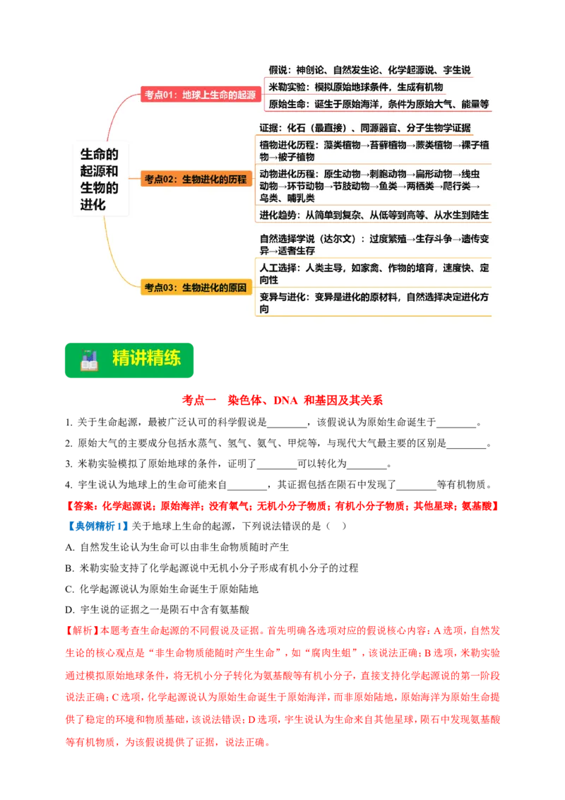 名师导航专题22生命的起源和生物的进化--2026年中考生物一轮复习学案（解析版）_6生物中考复习_2026年中考复习（更新中）_2026年中考生物一轮复习学案（原版卷+解析版）