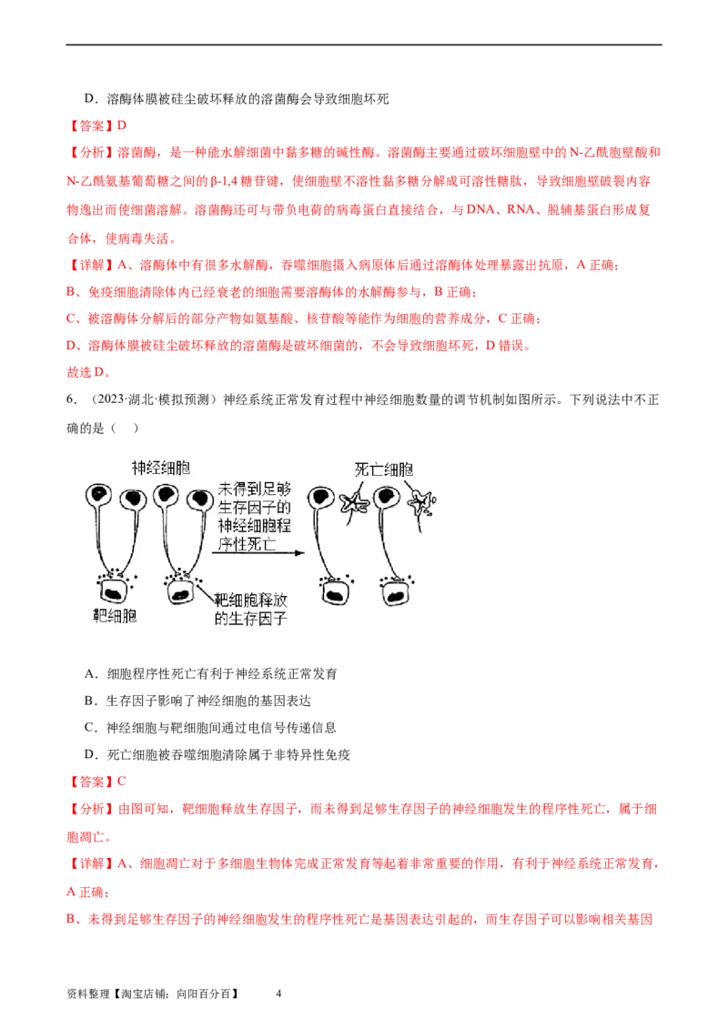 考点通关卷28免疫调节（解析版）_新高考复习资料_2024年新高考复习资料_一轮复习资料_完2024年高考生物一轮复习考点通关卷（新高考）_考点通关卷28免疫调节