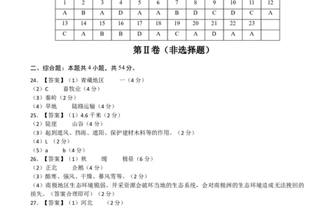地理（天津卷）（参考答案）_7地理中考复习_赠送：2025中考模拟题_2025年地理二模_地理（天津卷）-2025年中考第二次全真模拟题_地理（天津卷）-2025年中考第二次全真模拟题