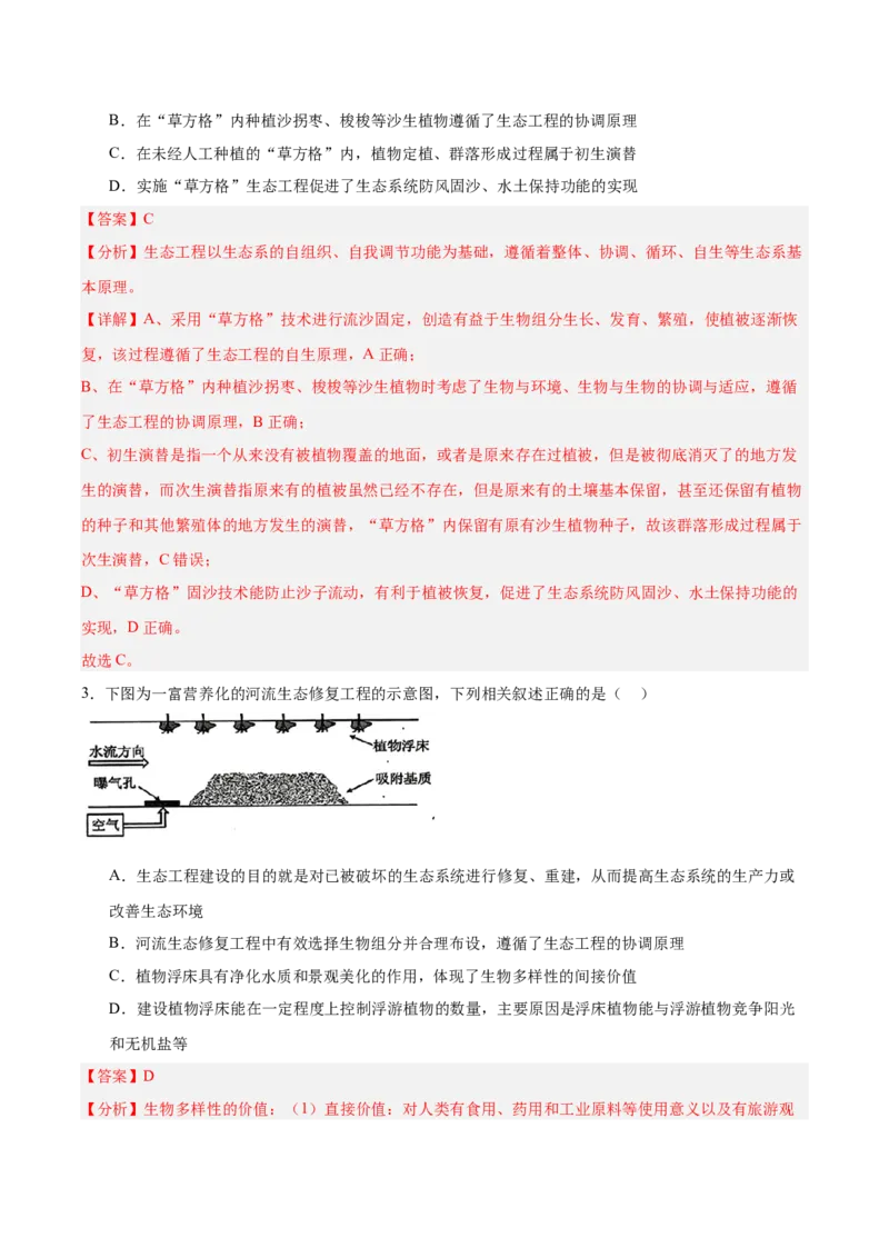 考点通关卷33人与环境、生态工程（解析版）_2025年新高考资料_一轮复习_2025年高考生物一轮复习考点通关卷（新高考通用）