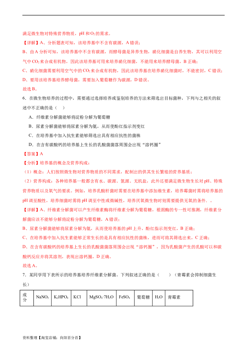 考点通关卷35发酵工程（解析版）_新高考复习资料_2024年新高考复习资料_一轮复习资料_完2024年高考生物一轮复习考点通关卷（新高考）_考点通关卷35发酵工程