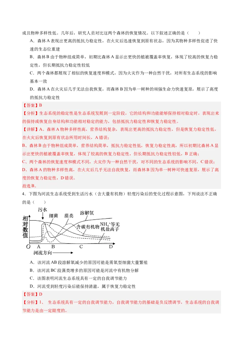 考点通关卷31生态系统的结构和稳定性（解析版）_2025年新高考资料_一轮复习_2025年高考生物一轮复习考点通关卷（新高考通用）