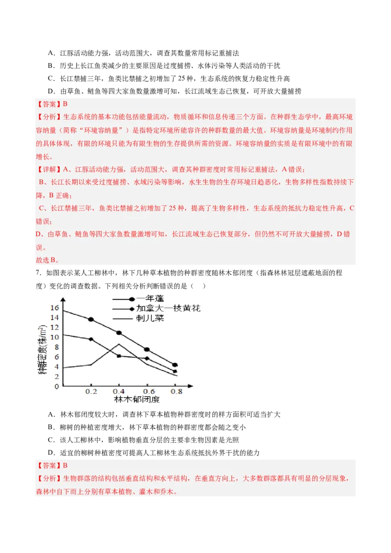 考点通关卷31生态系统的结构和稳定性（解析版）_2025年新高考资料_一轮复习_2025年高考生物一轮复习考点通关卷（新高考通用）