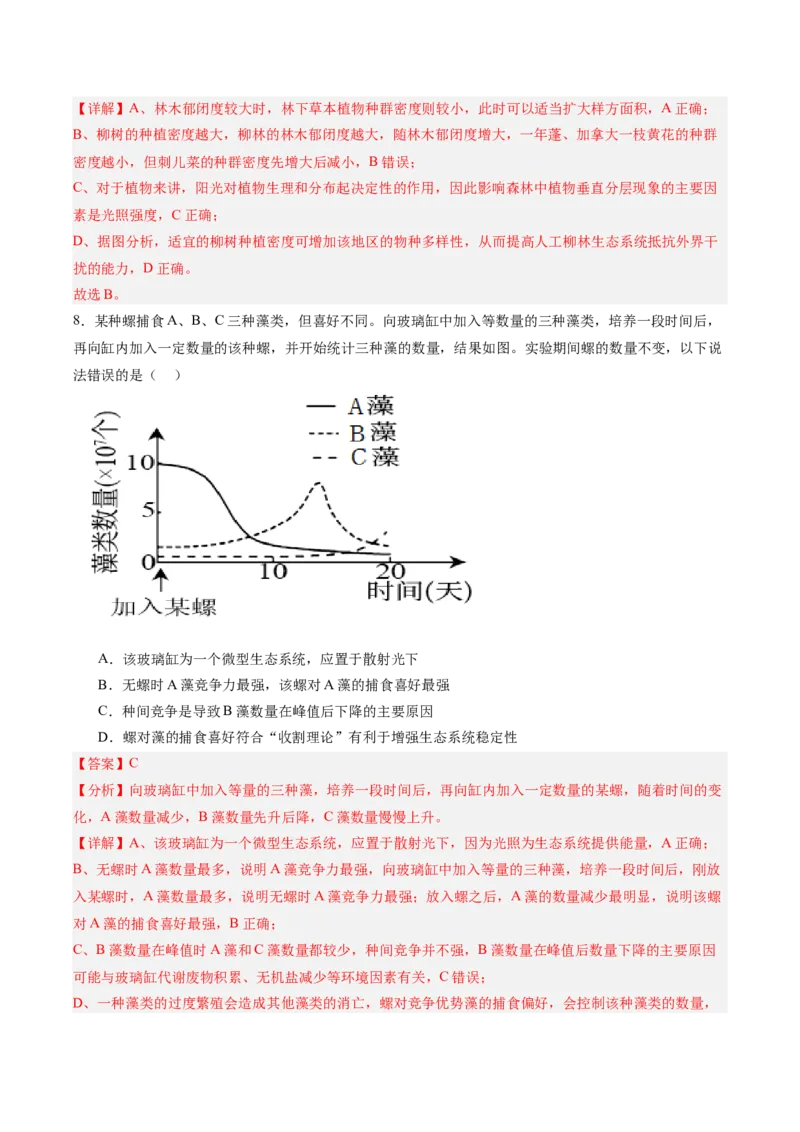 考点通关卷31生态系统的结构和稳定性（解析版）_2025年新高考资料_一轮复习_2025年高考生物一轮复习考点通关卷（新高考通用）