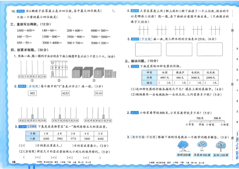 二下数学人教_2026春季学期_王朝霞2026版《单元活页卷》（语数英）（1-6下）_数学《王朝霞单元活页卷》人教26春