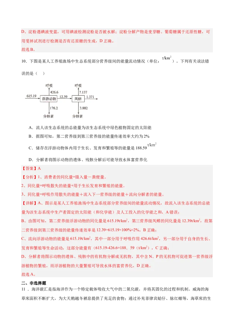 考点通关卷32生态系统的功能（解析版）_2025年新高考资料_一轮复习_2025年高考生物一轮复习考点通关卷（新高考通用）