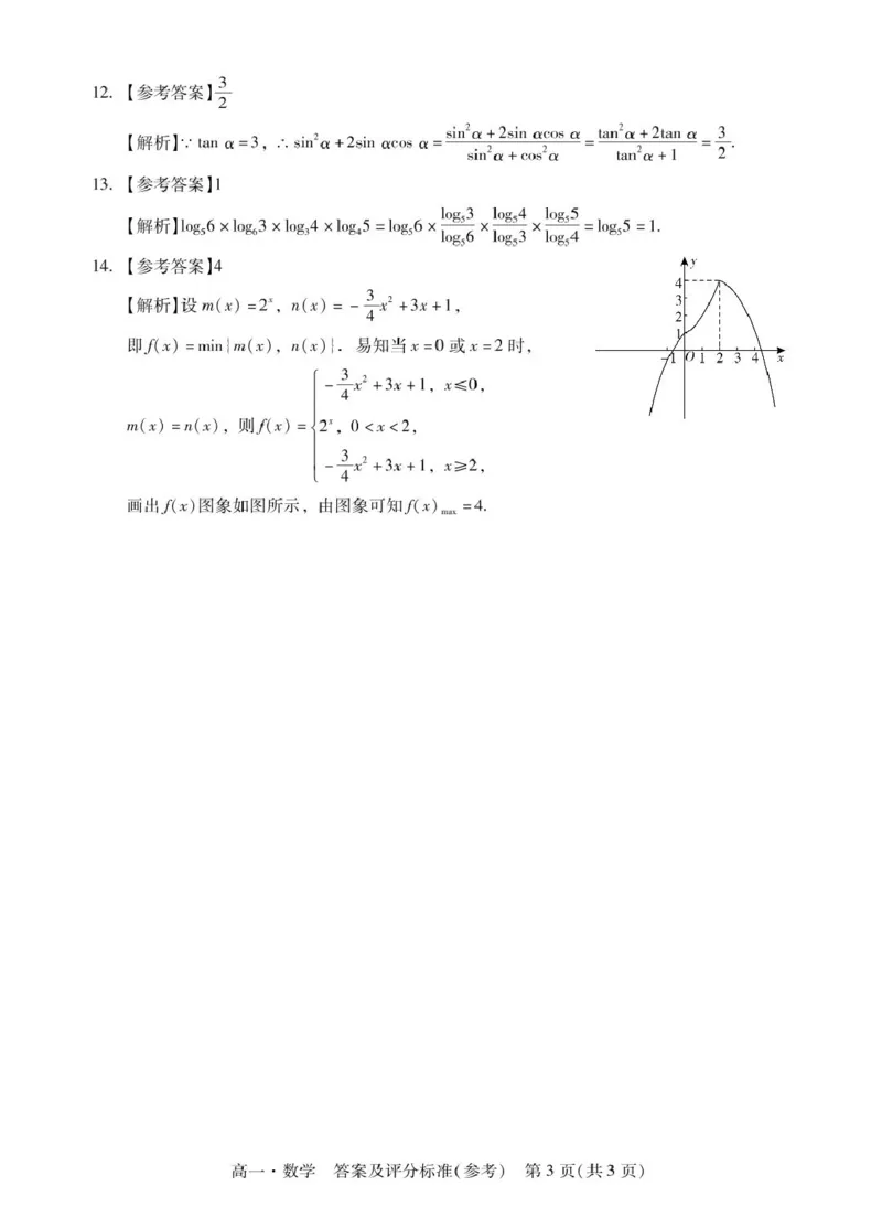 肇庆高一上数学答案_2025年01月试卷_0126广东省肇庆市2024-2025学年高一上学期期末统一考试_广东省肇庆市2024-2025学年高一上学期期末统一考试数学PDF版含答案