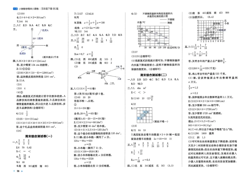 五下26春数学北师一本周末小测卷_2026春季学期_周末预测小卷_2026《一本&bull;周末小测卷》（1-6年级下）（数学）（北师版）