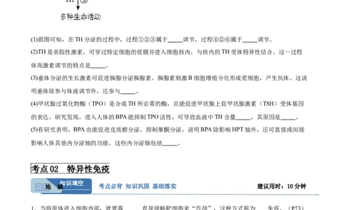 考点通关卷28免疫调节（原卷版）_新高考复习资料_2024年新高考复习资料_一轮复习资料_完2024年高考生物一轮复习考点通关卷（新高考）_考点通关卷28免疫调节