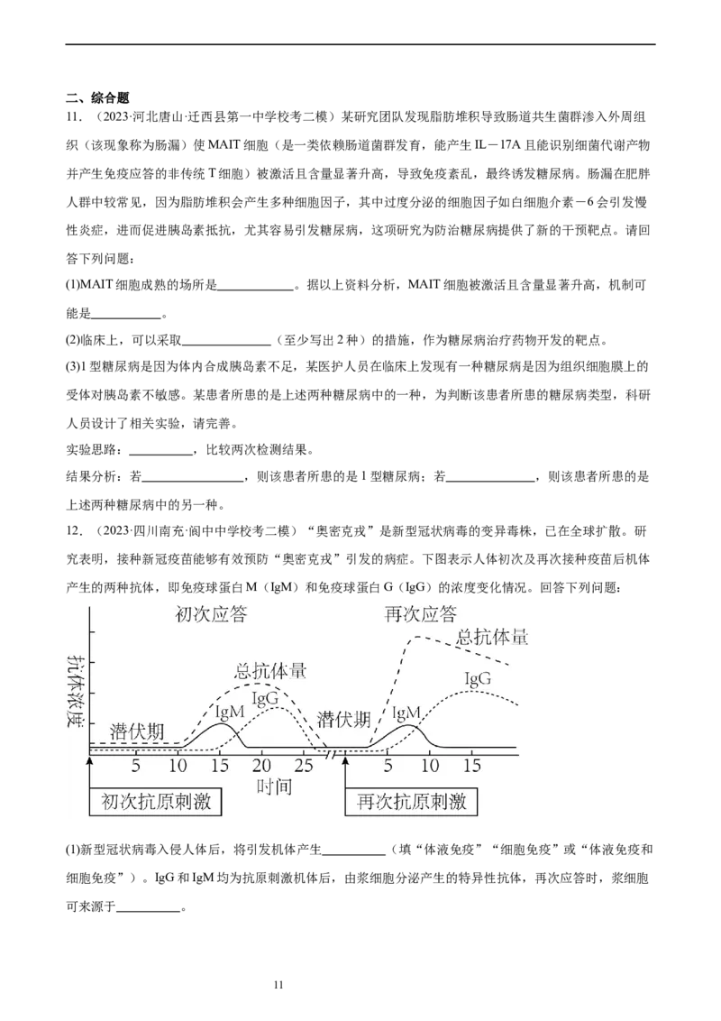 考点通关卷28免疫调节（原卷版）_新高考复习资料_2024年新高考复习资料_一轮复习资料_完2024年高考生物一轮复习考点通关卷（新高考）_考点通关卷28免疫调节