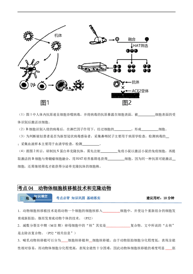 考点通关卷37细胞工程（原卷版）_新高考复习资料_2024年新高考复习资料_一轮复习资料_完2024年高考生物一轮复习考点通关卷（新高考）_考点通关卷37细胞工程