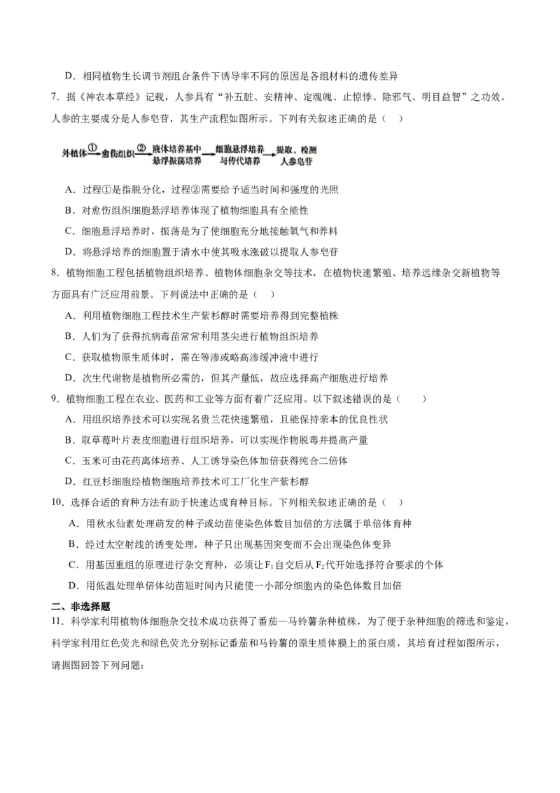 考点通关卷36细胞工程和胚胎工程（原卷版）_2025年新高考资料_一轮复习_2025年高考生物一轮复习考点通关卷（新高考通用）