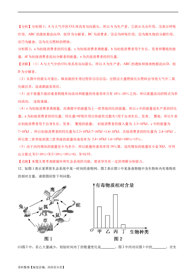 考点通关卷33生态系统的功能（解析版）_新高考复习资料_2024年新高考复习资料_一轮复习资料_完2024年高考生物一轮复习考点通关卷（新高考）_考点通关卷33生态系统的功能