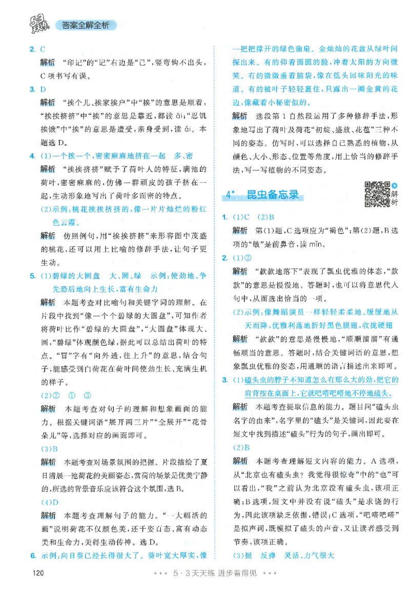 三年级语文下册人教版26春《53天天练》答案_2026春季学期_26春53天天练_26春53天天练语文1-6下完整版全套_三年级语文下册人教版26春《53天天练》