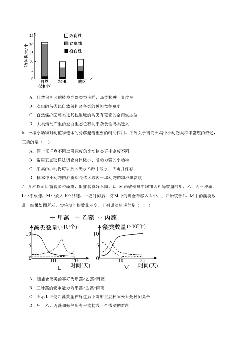 考点通关卷30种群和群落（原卷版）_2025年新高考资料_一轮复习_2025年高考生物一轮复习考点通关卷（新高考通用）