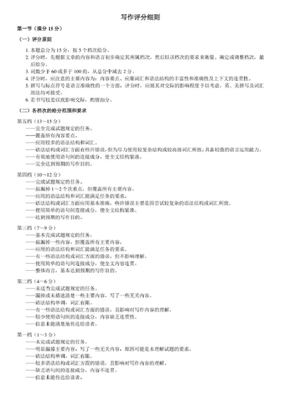 英语写作评分细则_2025年03月试卷_0318河北省沧州市四县联考2024-2025学年高一下学期3月月考