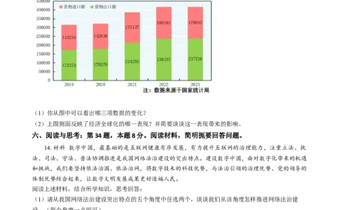 精品解析：2024年贵州省黔南州中考道德与法治真题（原卷版）_new_9道法中考复习_2025中考复习资料_中考真题（近三年）_2024年中考政治真题
