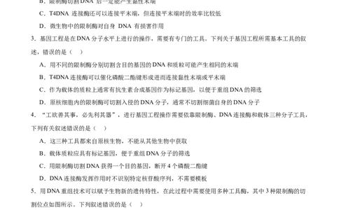 考点通关卷35基因工程（原卷版）_2025年新高考资料_一轮复习_2025年高考生物一轮复习考点通关卷（新高考通用）