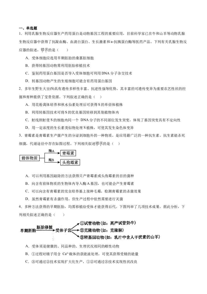 考点通关卷35基因工程（原卷版）_2025年新高考资料_一轮复习_2025年高考生物一轮复习考点通关卷（新高考通用）