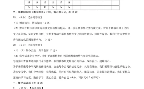道德与法治（江西卷）（参考答案及评分标准）_9道法中考复习_2024年中考复习资料_中考模拟卷_二模_道德与法治（江西卷）-：2024年中考第二次模拟考试