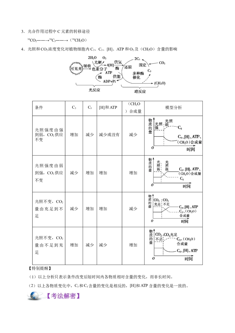 解密06能量之源&mdash;&mdash;光与光合作用（讲义）-高频考点解密2021年高考生物二轮复习讲义+分层训练_新高考复习资料_2021年新高考资料