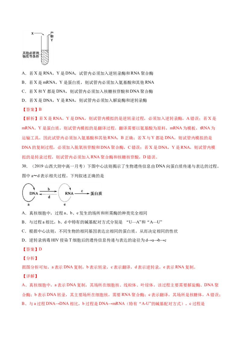 解密10遗传的分子基础（分层训练）（解析版）_新高考复习资料_2021年新高考资料_高频考点解密2021年高考生物二轮复习讲义+分层训练4.7更新