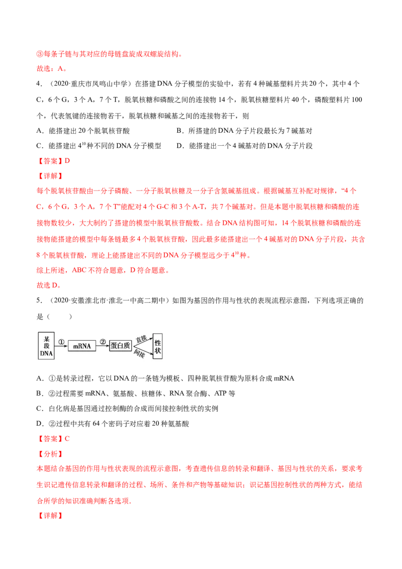 解密10遗传的分子基础（分层训练）（解析版）_新高考复习资料_2021年新高考资料_高频考点解密2021年高考生物二轮复习讲义+分层训练4.7更新