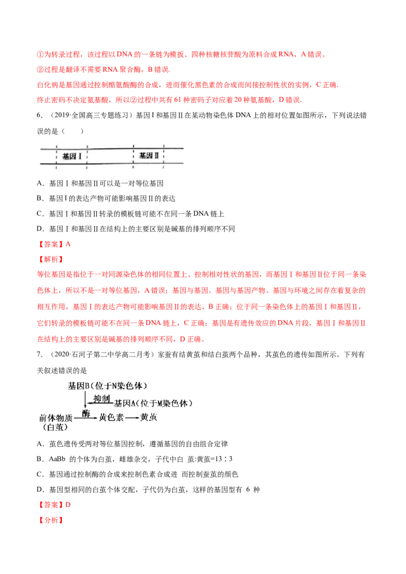 解密10遗传的分子基础（分层训练）（解析版）_新高考复习资料_2021年新高考资料_高频考点解密2021年高考生物二轮复习讲义+分层训练4.7更新