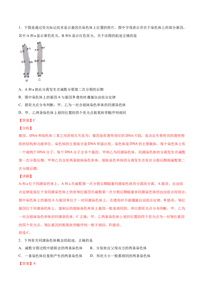 解密08有丝分裂和减数分裂（讲义）-高频考点解密2021年高考生物二轮复习讲义+分层训练_新高考复习资料_2021年新高考资料