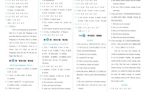 六年级英语下册人教PEP版25春《一本周末小测卷》答案_2026春季学期_周末预测小卷_06325春英语人教pep《周末小测卷》_六年级英语下册人教PEP版25春《周末小测卷》