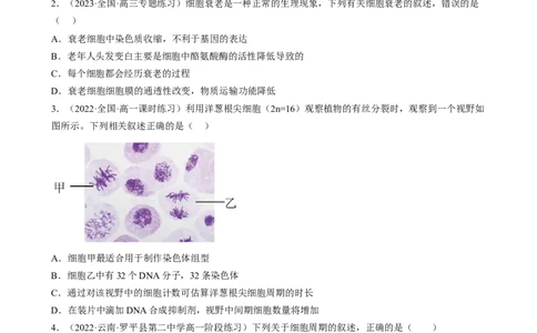 解密05细胞的生命历程（分层训练)（原卷版）_新高考复习资料_2023年新高考复习资料_二轮复习_高频考点解密2023年高考生物二轮复习讲义+分层训练（全国通用）288808838