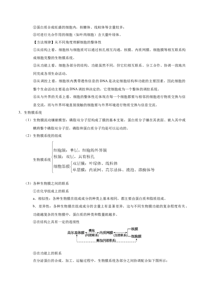 解密02细胞器与生物膜系统（讲义）-高频考点解密2021年高考生物二轮复习讲义+分层训练_新高考复习资料_2021年新高考资料