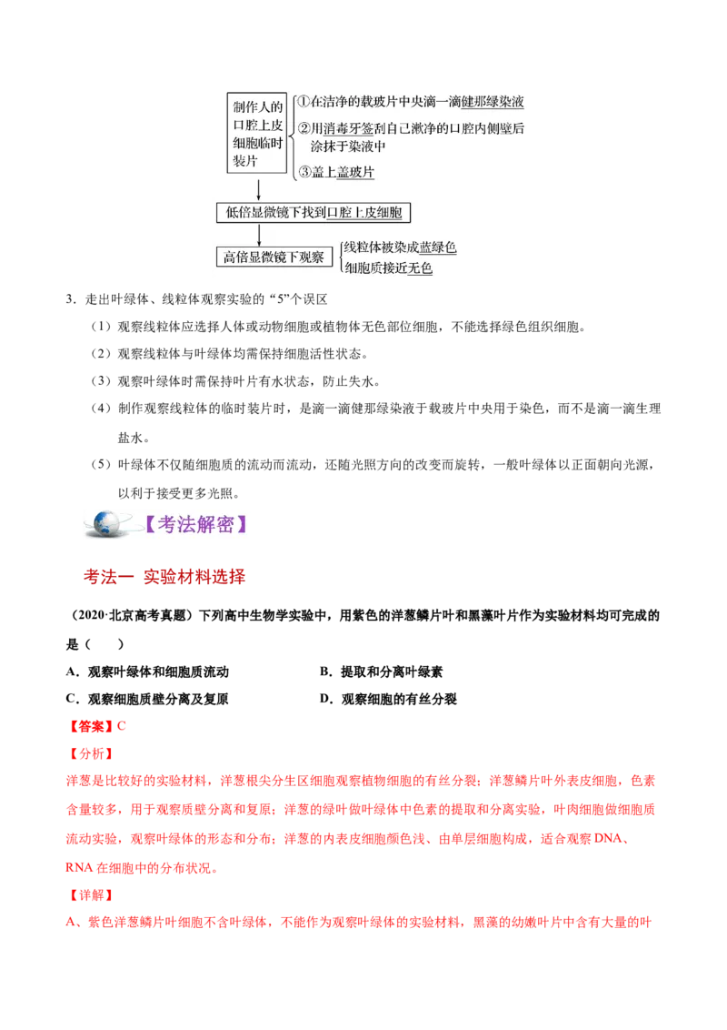 解密02细胞器与生物膜系统（讲义）-高频考点解密2021年高考生物二轮复习讲义+分层训练_新高考复习资料_2021年新高考资料