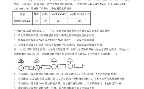 解密01组成细胞的元素与化合物（分层训练）（原卷版）_新高考复习资料_2023年新高考复习资料_二轮复习_高频考点解密2023年高考生物二轮复习讲义+分层训练（全国通用）288808838