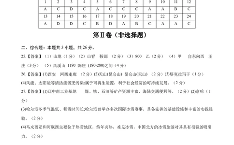 地理（黑龙江省卷）（参考答案）_7地理中考复习_赠送：2025中考模拟题_2025年地理一模_地理（黑龙江省卷）-2025年中考第一次全真模拟题