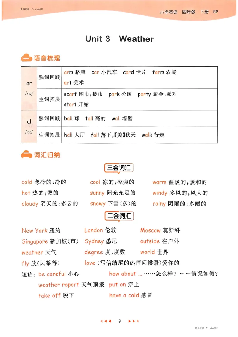 四年级英语下册人教PEP版25春《53天天练》知识清单_26春53小学系列合集_4-6年级英语下册人教PEP版《53天天练》_四年级英语下册人教PEP版25春《53天天练》