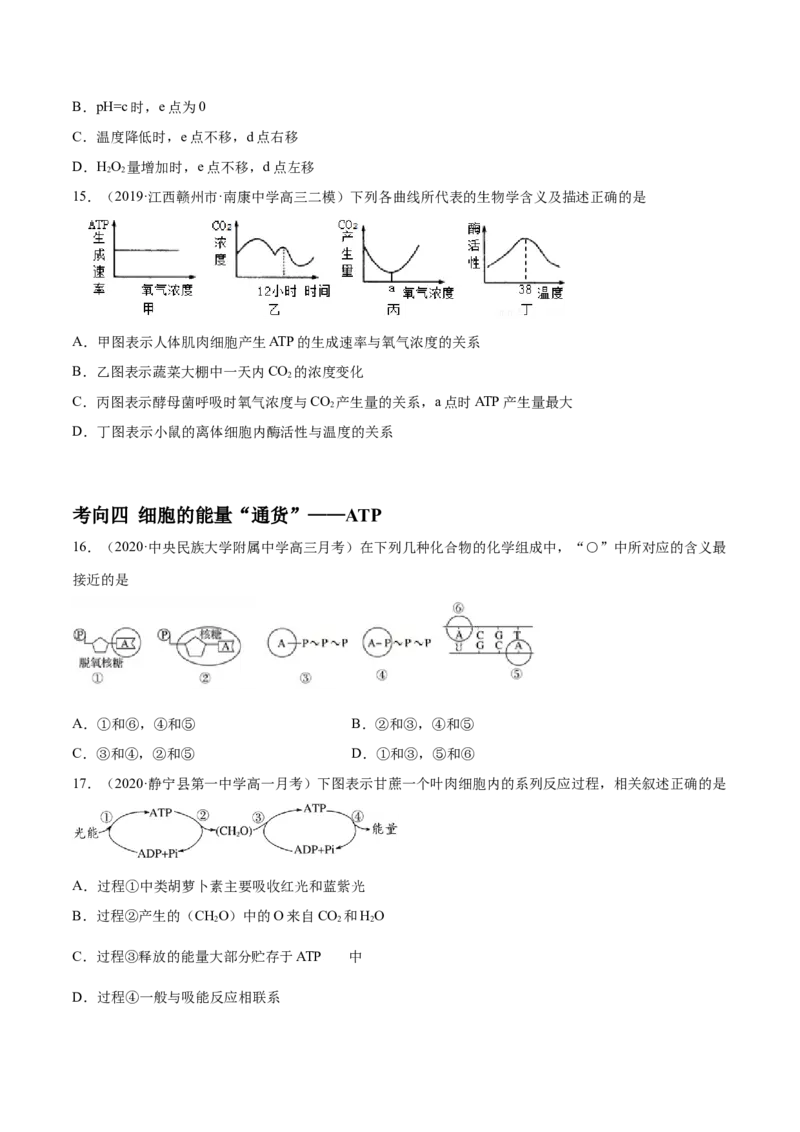 解密04酶和ATP（分层训练）（原卷版）_新高考复习资料_2021年新高考资料_高频考点解密2021年高考生物二轮复习讲义+分层训练4.7更新