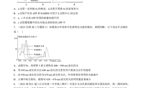 解密04细胞的能量供应和利用（分层训练)（原卷版）_通用版（老高考）复习资料_2023年复习资料_二轮复习_高频考点解密2023年高考生物二轮复习讲义+分层训练（全国通用）