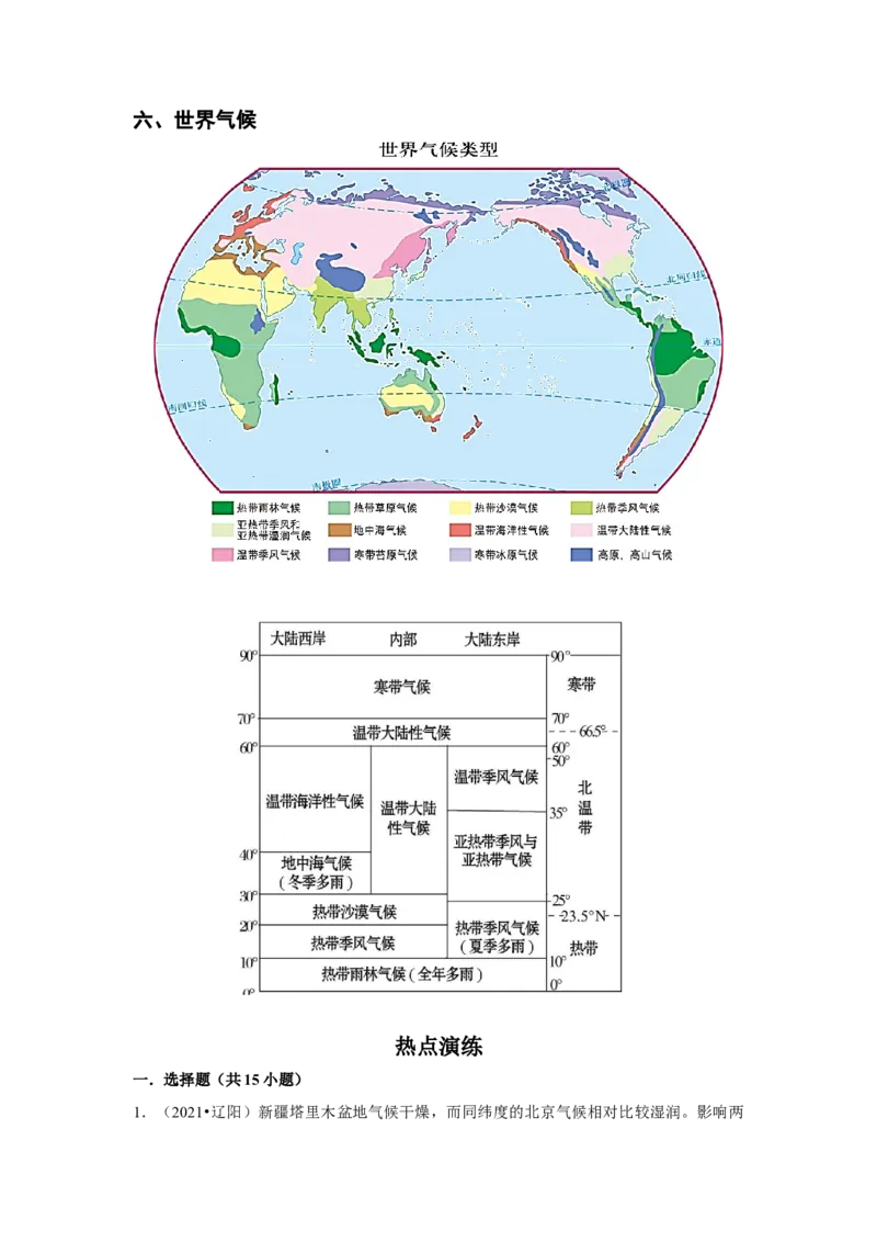 备战2023年地理新中考二轮复习热点透析疑难点拨05天气与气候（解析版）_7地理中考复习_2023年中考复习资料_二轮复习_备战2023年地理新中考二轮复习疑难点拨（解析版+原卷版）