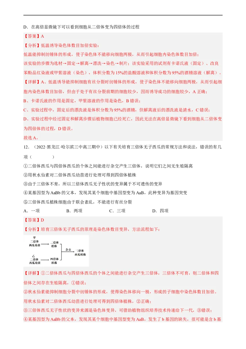 解密09生物的变异（分层训练)（解析版）_通用版（老高考）复习资料_2023年复习资料_二轮复习_高频考点解密2023年高考生物二轮复习讲义+分层训练（全国通用）