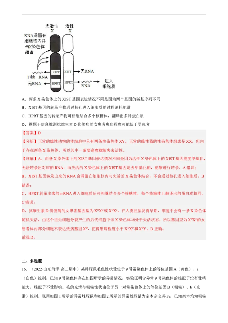 解密09生物的变异（分层训练)（解析版）_通用版（老高考）复习资料_2023年复习资料_二轮复习_高频考点解密2023年高考生物二轮复习讲义+分层训练（全国通用）