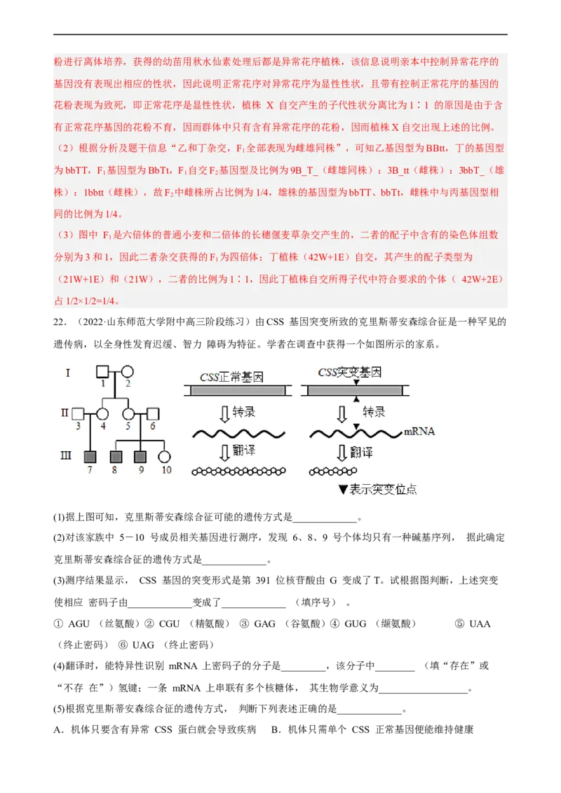 解密09生物的变异（分层训练)（解析版）_通用版（老高考）复习资料_2023年复习资料_二轮复习_高频考点解密2023年高考生物二轮复习讲义+分层训练（全国通用）