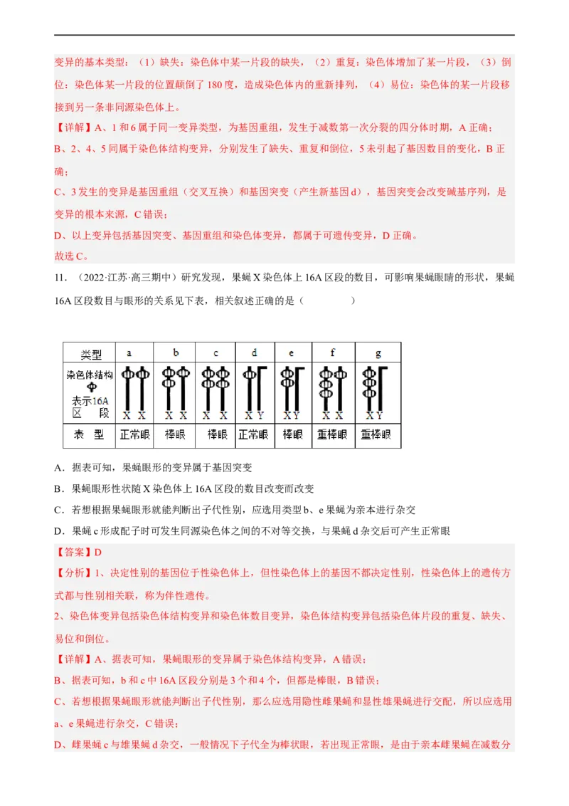 解密09生物的变异（分层训练)（解析版）_通用版（老高考）复习资料_2023年复习资料_二轮复习_高频考点解密2023年高考生物二轮复习讲义+分层训练（全国通用）