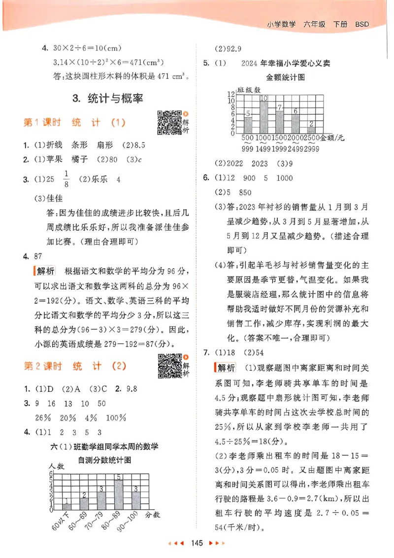 北师数学答案6下_26春53小学系列合集_1-6年级数学下册北师大版《53天天练》_25春53天天练北师数学6下