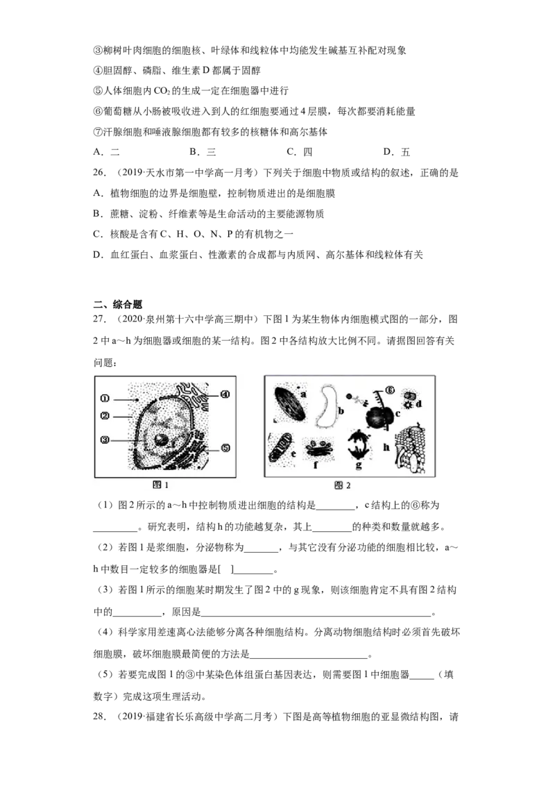 解密02细胞器与生物膜系统（分层训练）（原卷版）_新高考复习资料_2021年新高考资料_高频考点解密2021年高考生物二轮复习讲义+分层训练4.7更新