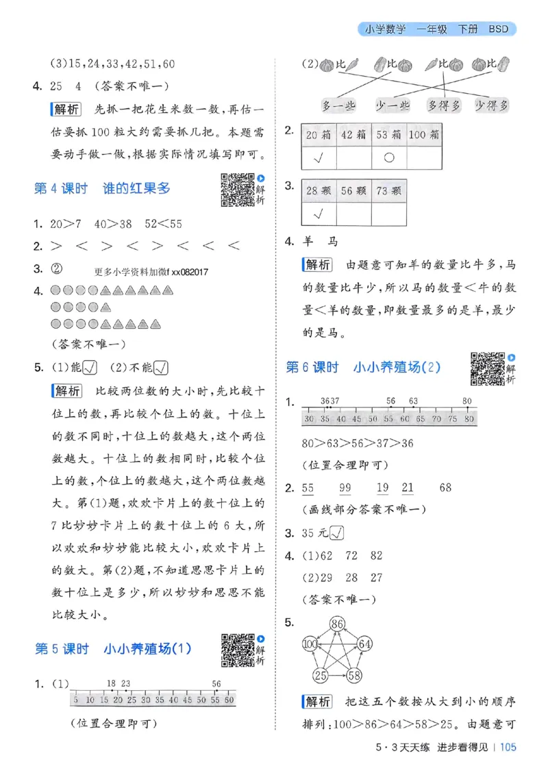 北师数学答案1下_26春53小学系列合集_1-6年级数学下册北师大版《53天天练》_25春53天天练北师数学1下