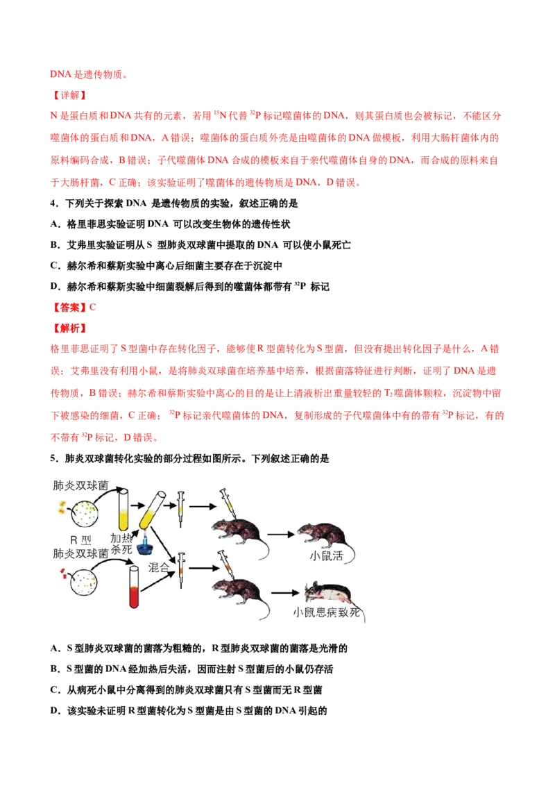 解密10遗传的分子基础（讲义）-高频考点解密2021年高考生物二轮复习讲义+分层训练_新高考复习资料_2021年新高考资料_高频考点解密2021年高考生物二轮复习讲义+分层训练4.7更新