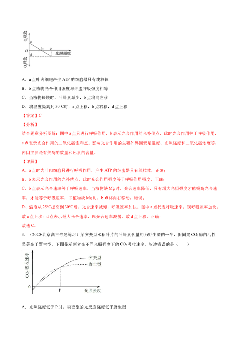 解密07光合作用和呼吸作用的联系及应用（分层训练）（解析版）_新高考复习资料_2021年新高考资料_高频考点解密2021年高考生物二轮复习讲义+分层训练4.7更新