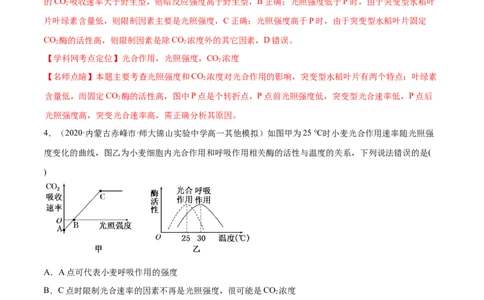 解密07光合作用和呼吸作用的联系及应用（分层训练）（解析版）_新高考复习资料_2021年新高考资料_高频考点解密2021年高考生物二轮复习讲义+分层训练4.7更新